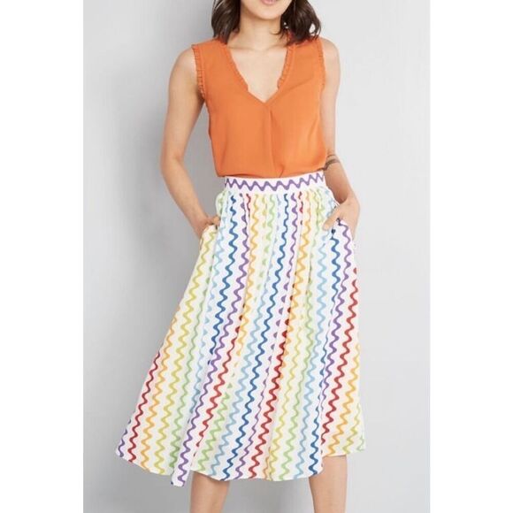 ModCloth rainbow art teacher midi skirt‎ NWOT Size 4X - Picture 1 of 13